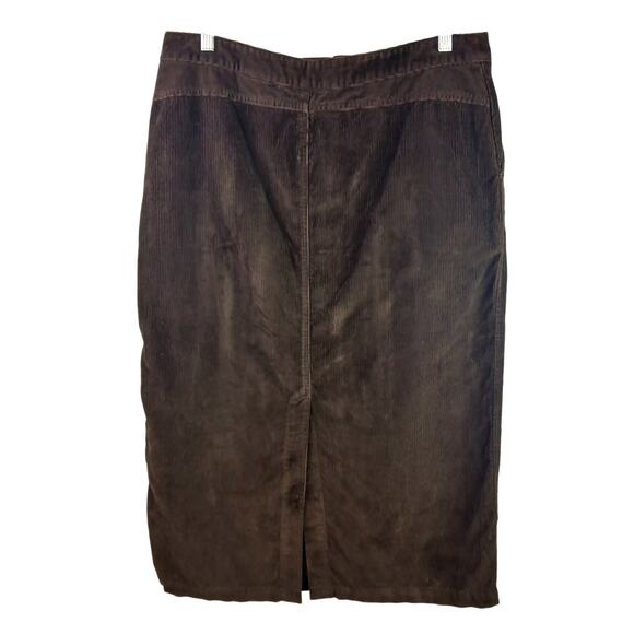 Eddie Bauer VTG SZ 12 100% Cotton Corduroy Long Pencil Skirt In Chocolate Brown - Picture 4 of 7